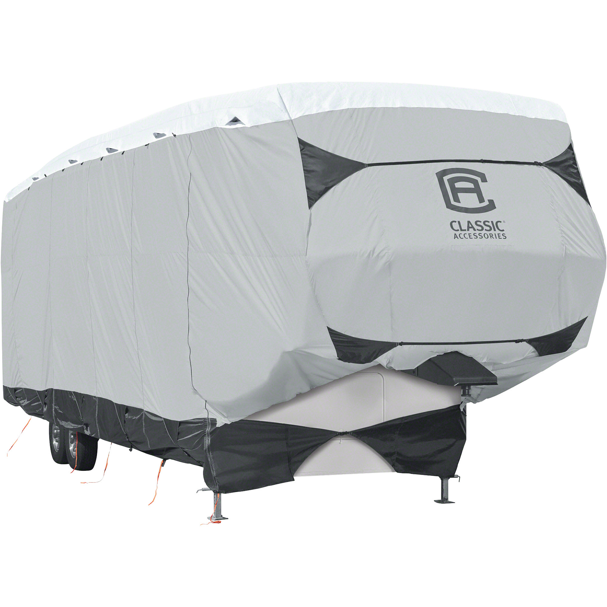 Classic Accessories Overdrive SkyShield 5th Wheel Cover, Gray and White, Fits 41ft.L-44ft.L x 150in.H 5th Wheel RVs, Model# 80-367-102001-EX
